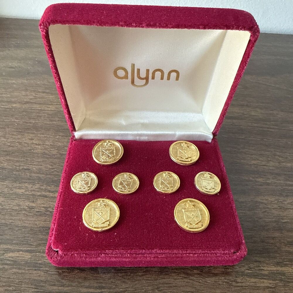 Vtg Anheuser Busch Golf Classic Gold Plated Club Blazer Buttons in Box Set of 8